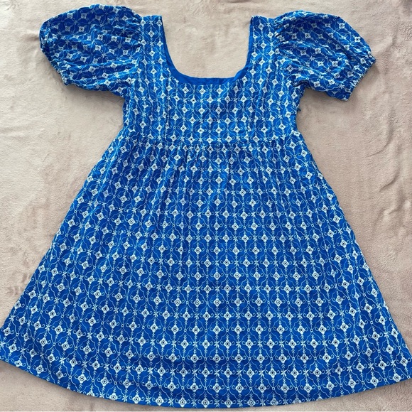 Rhode embroidered eyelet mini dress blue and white pockets size M - Picture 8 of 16